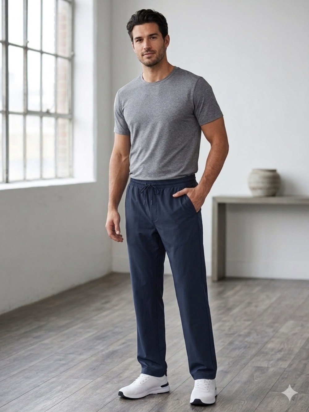 GapFit Night Shadow Blue Performance Drawstring Pants - Navy